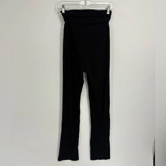Reformation Kassia Black Tie Waist Ribbed Pants - Picture 6 of 11